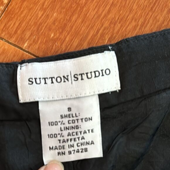 Sutton Studio Cotten Black A-line skirt size 8 - Picture 4 of 7